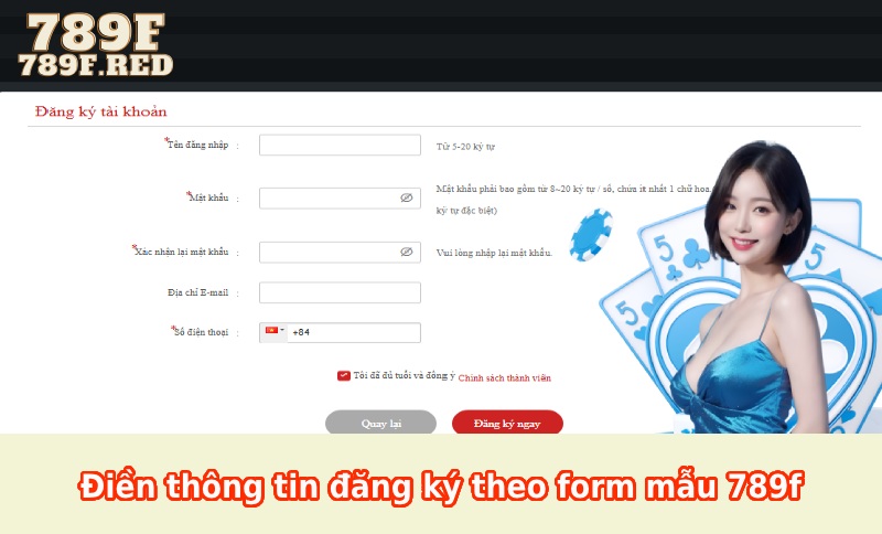 Điền thông tin đăng ký theo form mẫu 789f