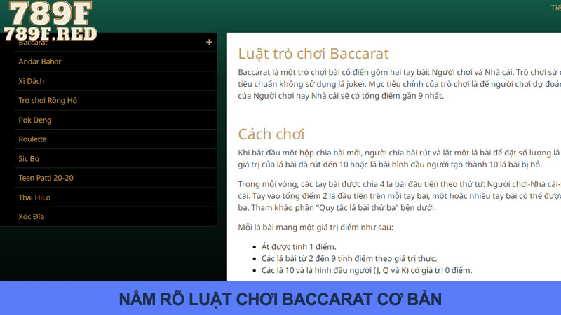 Hiểu rõ quy tắc chơi Baccarat