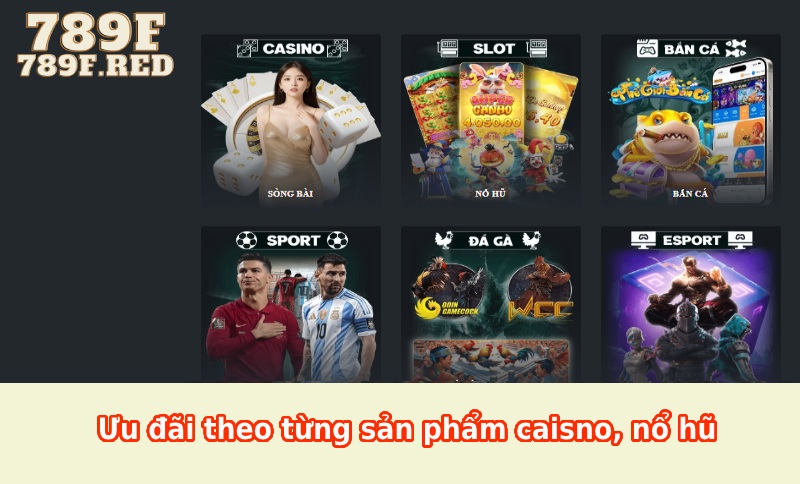 Ưu đãi theo từng sản phẩm caisno, nổ hũ