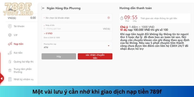 Nên thực hiện nạp tiền vào khung giờ hành chính để giao dịch nhanh chóng