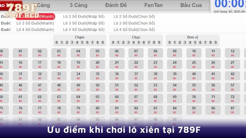 Ưu điểm khi chơi lô xiên tại 789F